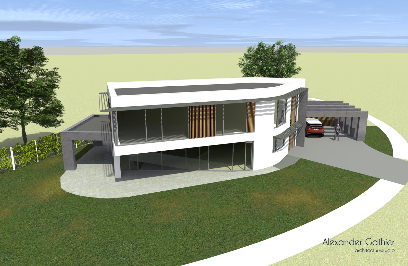 ontwerp-moderne-villa-aanzicht1 Ontwerp eigentijdse moderne villa in Enschede