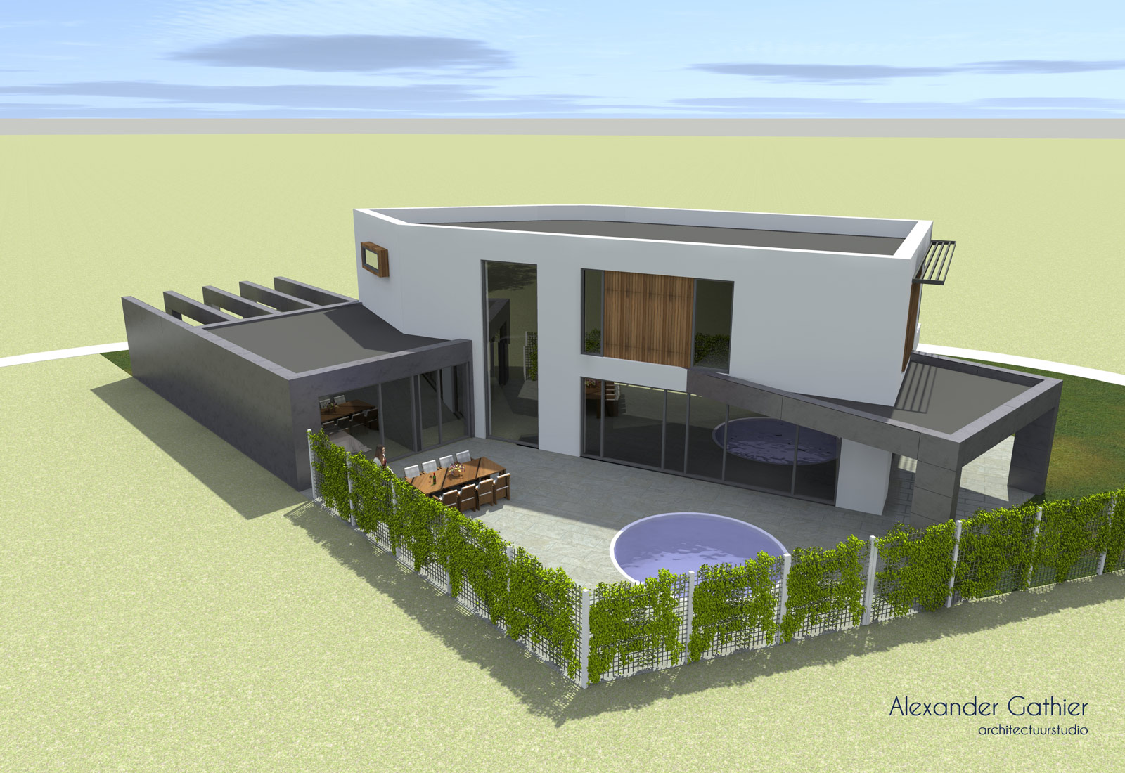 ontwerp-moderne-villa-aanzicht3 Ontwerp eigentijdse moderne villa in Enschede - achterzijde