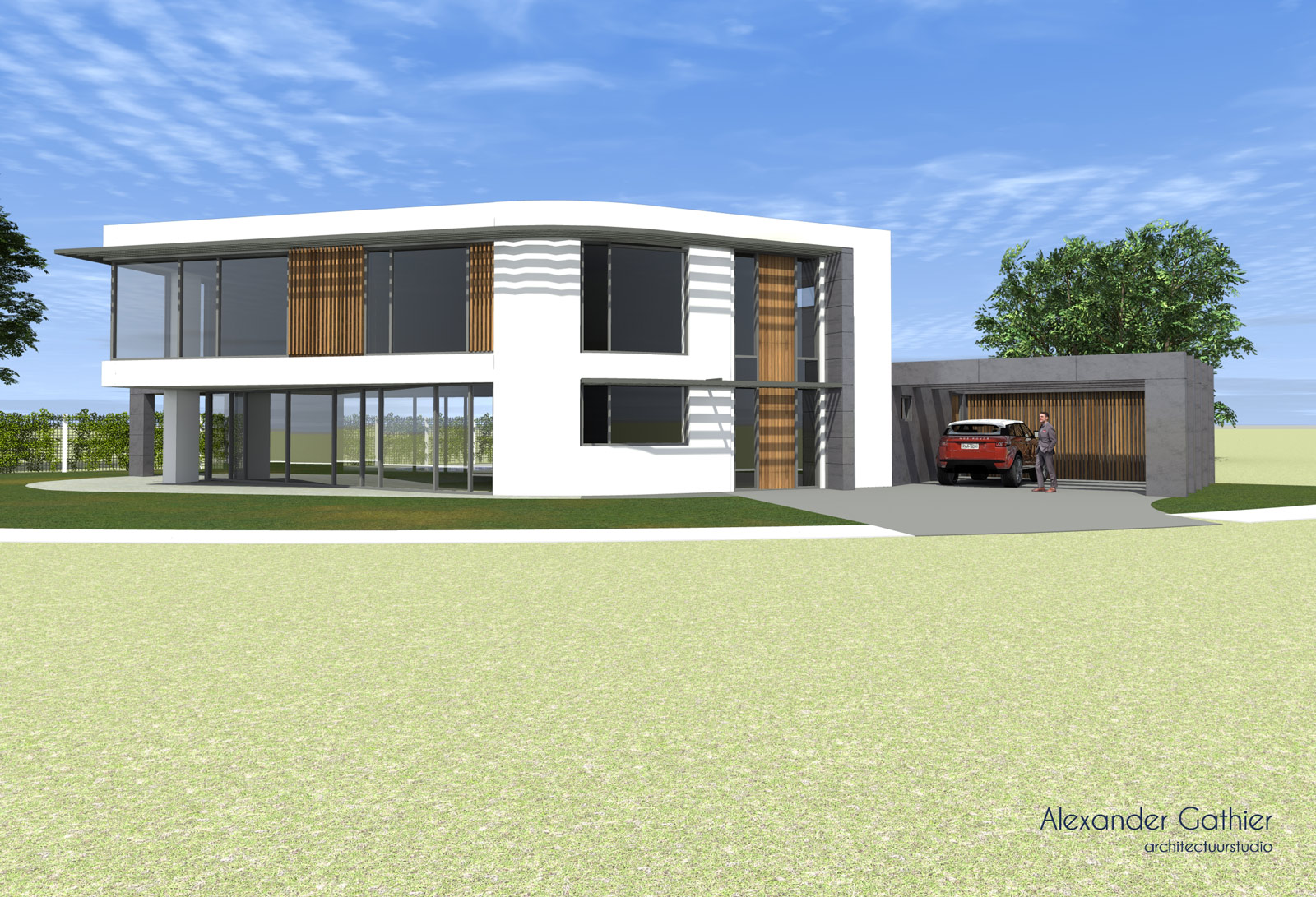 ontwerp-moderne-villa-aanzicht6 Ontwerp eigentijdse moderne villa in Enschede - vooraanzicht