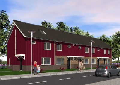 Nieuwbouw van vijf huurwoningen in één rijtje